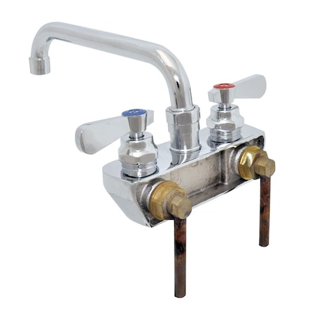 Bk Resources OptiFlow Solid Body Faucet, 12"swing spout, 4"O.C.shallow splash mount BKF-4SM2-12-G